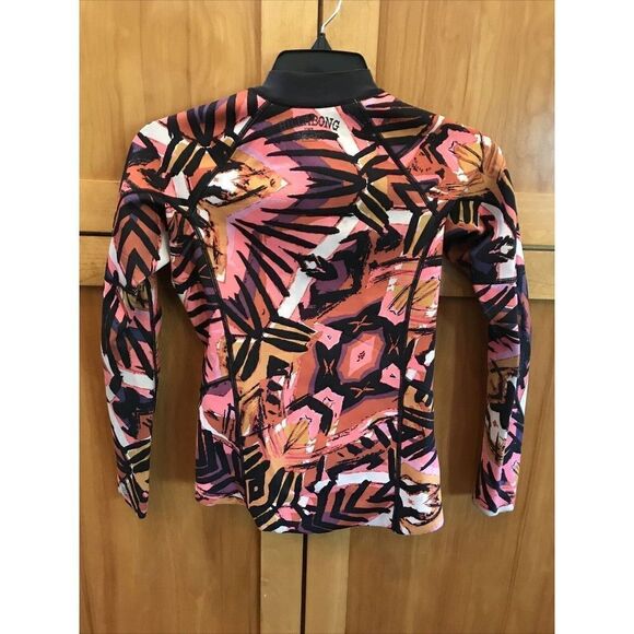 Billabong Girl Long Sleeve Wet Suit Rashguard Top T14 Full Zip Pink Combo - Picture 7 of 10